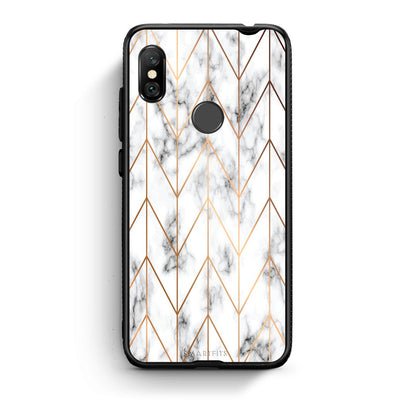 44 - Xiaomi Redmi Note 6 Pro  Gold Geometric Marble case, cover, bumper