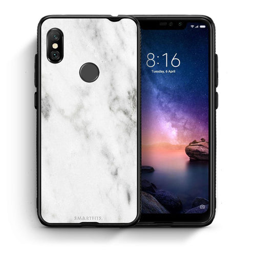 Θήκη Xiaomi Redmi Note 6 Pro White Marble από τη Smartfits με σχέδιο στο πίσω μέρος και μαύρο περίβλημα | Xiaomi Redmi Note 6 Pro White Marble case with colorful back and black bezels