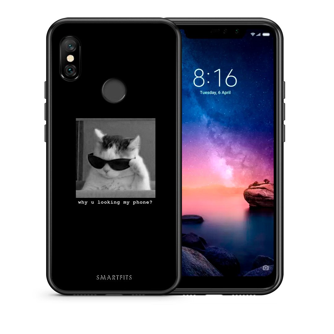 Θήκη Xiaomi Redmi Note 6 Pro Meme Cat από τη Smartfits με σχέδιο στο πίσω μέρος και μαύρο περίβλημα | Xiaomi Redmi Note 6 Pro Meme Cat case with colorful back and black bezels