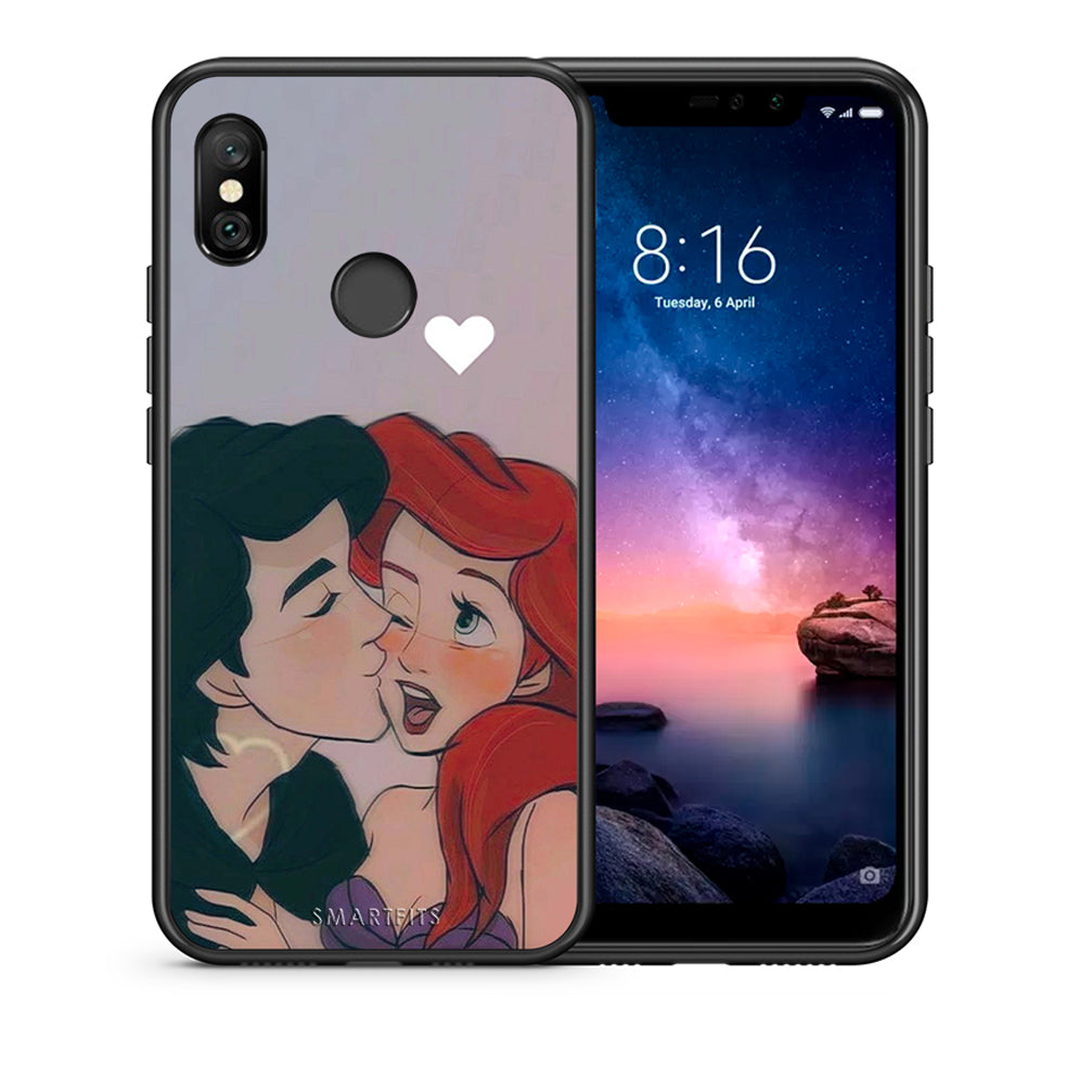Θήκη Αγίου Βαλεντίνου Xiaomi Redmi Note 6 Pro Mermaid Love από τη Smartfits με σχέδιο στο πίσω μέρος και μαύρο περίβλημα | Xiaomi Redmi Note 6 Pro Mermaid Love case with colorful back and black bezels