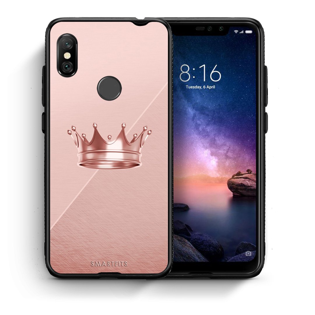 Θήκη Xiaomi Redmi Note 6 Pro Crown Minimal από τη Smartfits με σχέδιο στο πίσω μέρος και μαύρο περίβλημα | Xiaomi Redmi Note 6 Pro Crown Minimal case with colorful back and black bezels