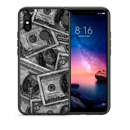 Θήκη Xiaomi Redmi Note 6 Pro Money Dollars από τη Smartfits με σχέδιο στο πίσω μέρος και μαύρο περίβλημα | Xiaomi Redmi Note 6 Pro Money Dollars case with colorful back and black bezels