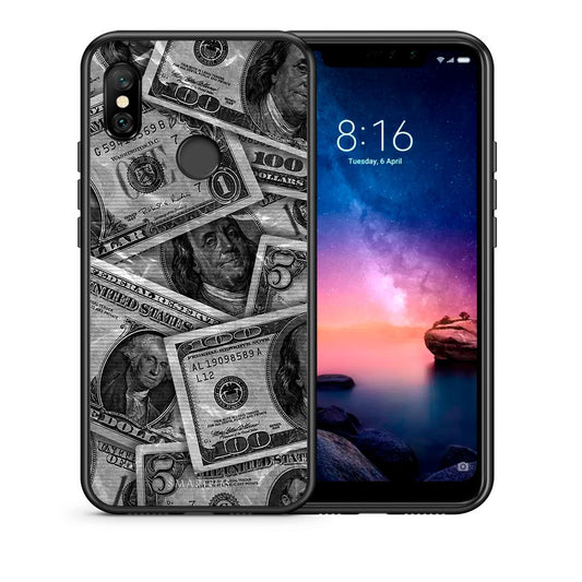 Θήκη Xiaomi Redmi Note 6 Pro Money Dollars από τη Smartfits με σχέδιο στο πίσω μέρος και μαύρο περίβλημα | Xiaomi Redmi Note 6 Pro Money Dollars case with colorful back and black bezels