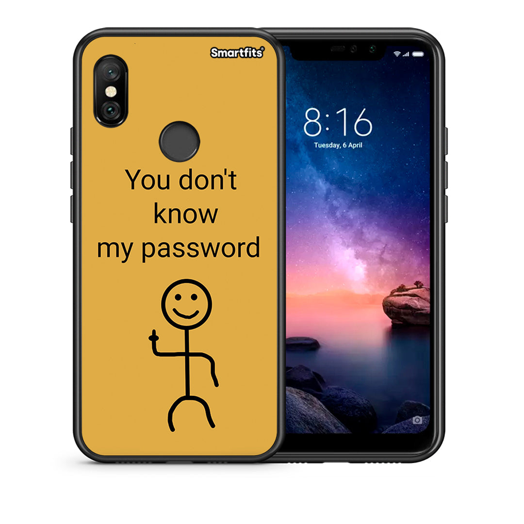 Θήκη Xiaomi Redmi Note 6 Pro My Password από τη Smartfits με σχέδιο στο πίσω μέρος και μαύρο περίβλημα | Xiaomi Redmi Note 6 Pro My Password case with colorful back and black bezels
