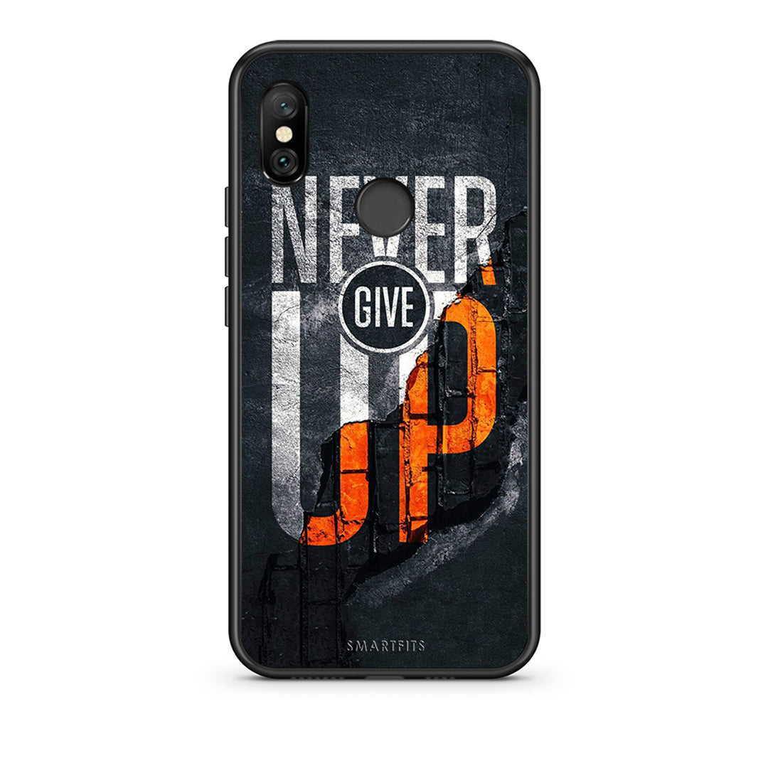 Xiaomi Redmi Note 6 Pro Never Give Up Θήκη Αγίου Βαλεντίνου από τη Smartfits με σχέδιο στο πίσω μέρος και μαύρο περίβλημα | Smartphone case with colorful back and black bezels by Smartfits