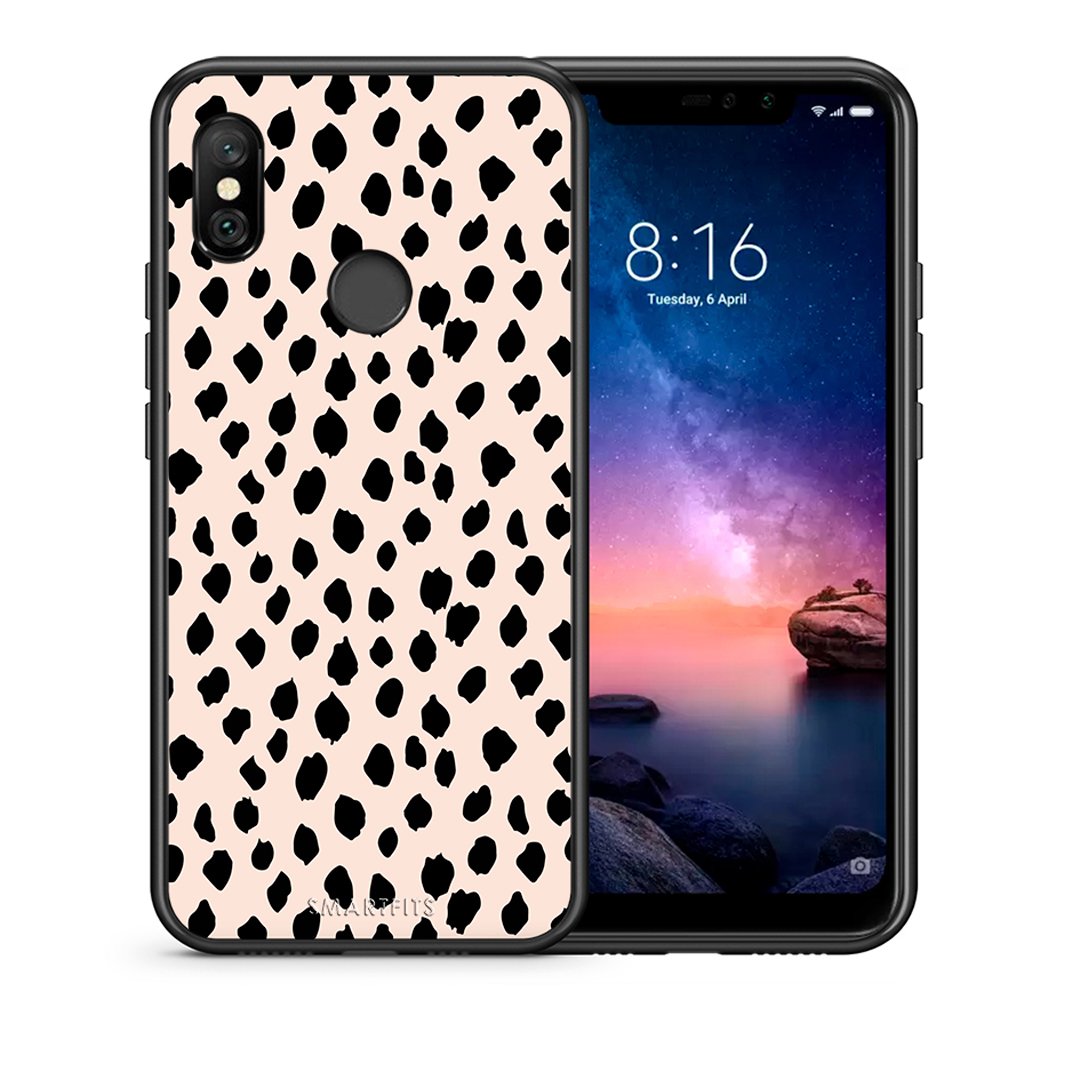 Θήκη Xiaomi Redmi Note 6 Pro New Polka Dots από τη Smartfits με σχέδιο στο πίσω μέρος και μαύρο περίβλημα | Xiaomi Redmi Note 6 Pro New Polka Dots case with colorful back and black bezels