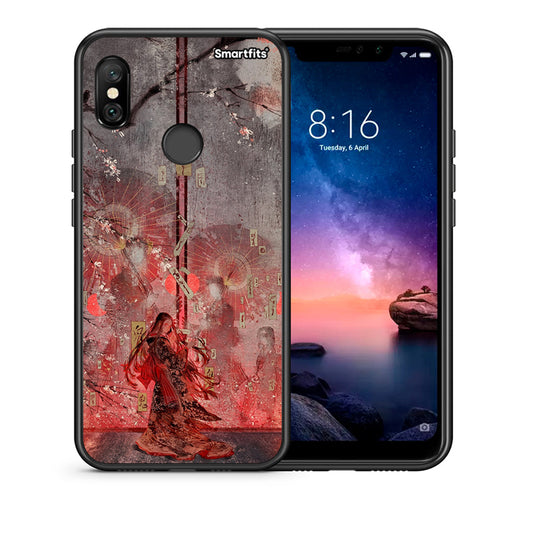 Θήκη Xiaomi Redmi Note 6 Pro Nezuko Kamado από τη Smartfits με σχέδιο στο πίσω μέρος και μαύρο περίβλημα | Xiaomi Redmi Note 6 Pro Nezuko Kamado case with colorful back and black bezels
