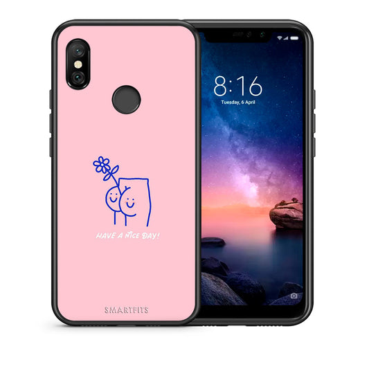 Θήκη Xiaomi Redmi Note 6 Pro Nice Day από τη Smartfits με σχέδιο στο πίσω μέρος και μαύρο περίβλημα | Xiaomi Redmi Note 6 Pro Nice Day case with colorful back and black bezels