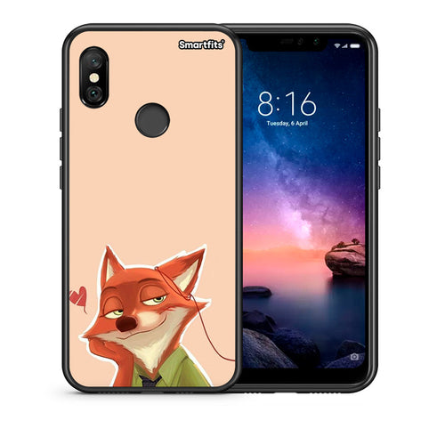 Θήκη Xiaomi Redmi Note 6 Pro Nick Wilde And Judy Hopps Love 1 από τη Smartfits με σχέδιο στο πίσω μέρος και μαύρο περίβλημα | Xiaomi Redmi Note 6 Pro Nick Wilde And Judy Hopps Love 1 case with colorful back and black bezels