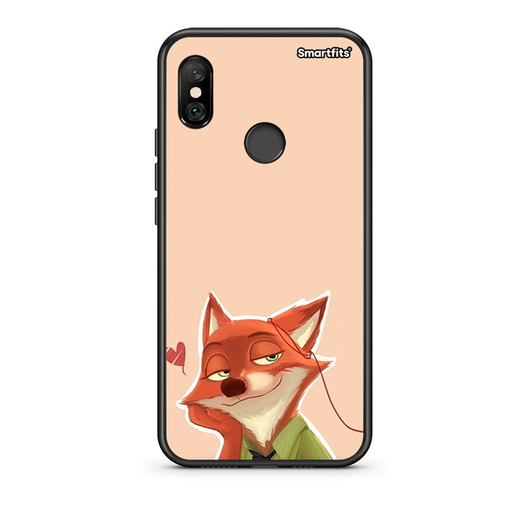 Xiaomi Redmi Note 6 Pro Nick Wilde And Judy Hopps Love 1 θήκη από τη Smartfits με σχέδιο στο πίσω μέρος και μαύρο περίβλημα | Smartphone case with colorful back and black bezels by Smartfits