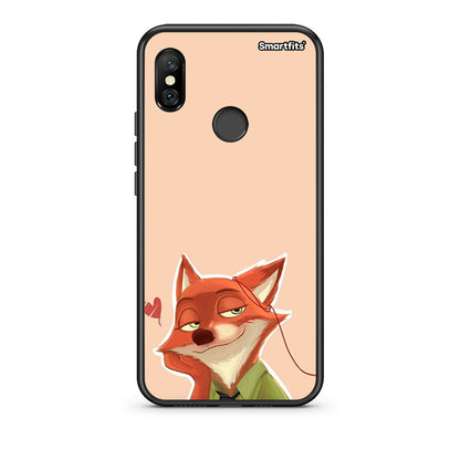 Xiaomi Redmi Note 6 Pro Nick Wilde And Judy Hopps Love 1 θήκη από τη Smartfits με σχέδιο στο πίσω μέρος και μαύρο περίβλημα | Smartphone case with colorful back and black bezels by Smartfits