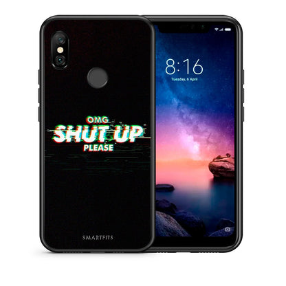 Θήκη Xiaomi Redmi Note 6 Pro OMG ShutUp από τη Smartfits με σχέδιο στο πίσω μέρος και μαύρο περίβλημα | Xiaomi Redmi Note 6 Pro OMG ShutUp case with colorful back and black bezels