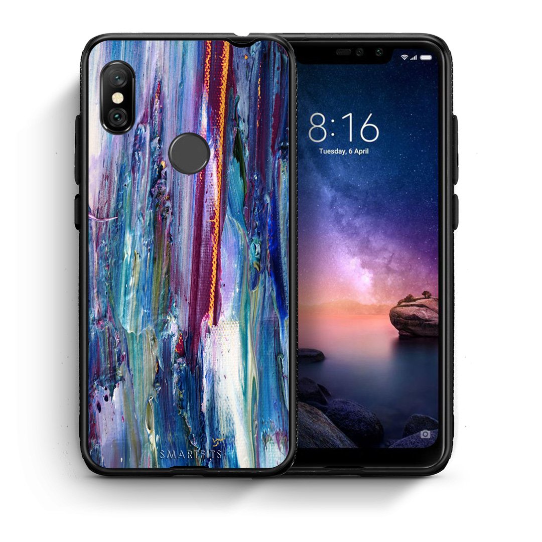 Θήκη Xiaomi Redmi Note 6 Pro Winter Paint από τη Smartfits με σχέδιο στο πίσω μέρος και μαύρο περίβλημα | Xiaomi Redmi Note 6 Pro Winter Paint case with colorful back and black bezels