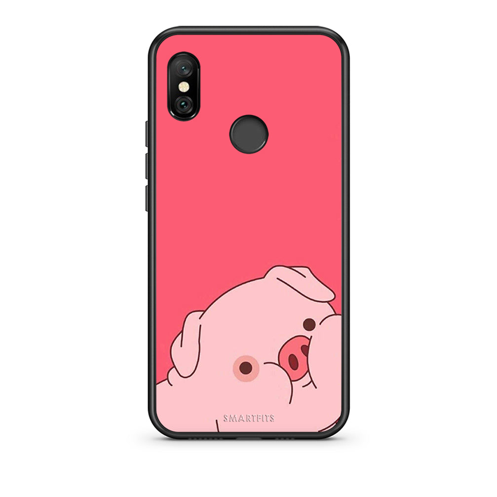 Xiaomi Redmi Note 6 Pro Pig Love 1 Θήκη Αγίου Βαλεντίνου από τη Smartfits με σχέδιο στο πίσω μέρος και μαύρο περίβλημα | Smartphone case with colorful back and black bezels by Smartfits