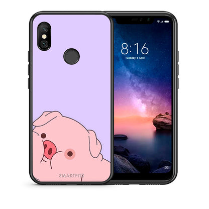 Θήκη Αγίου Βαλεντίνου Xiaomi Redmi Note 6 Pro Pig Love 2 από τη Smartfits με σχέδιο στο πίσω μέρος και μαύρο περίβλημα | Xiaomi Redmi Note 6 Pro Pig Love 2 case with colorful back and black bezels