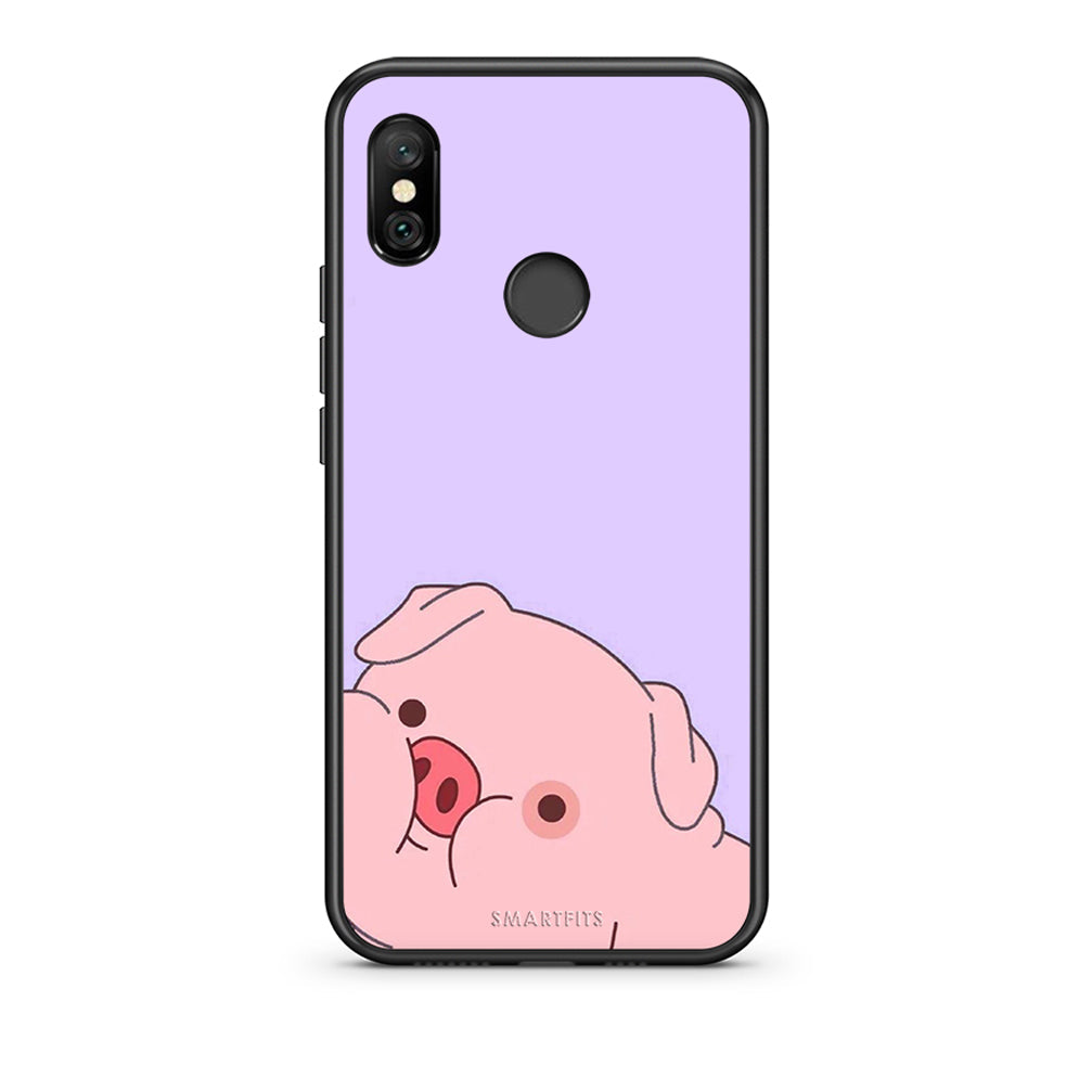 Xiaomi Redmi Note 6 Pro Pig Love 2 Θήκη Αγίου Βαλεντίνου από τη Smartfits με σχέδιο στο πίσω μέρος και μαύρο περίβλημα | Smartphone case with colorful back and black bezels by Smartfits