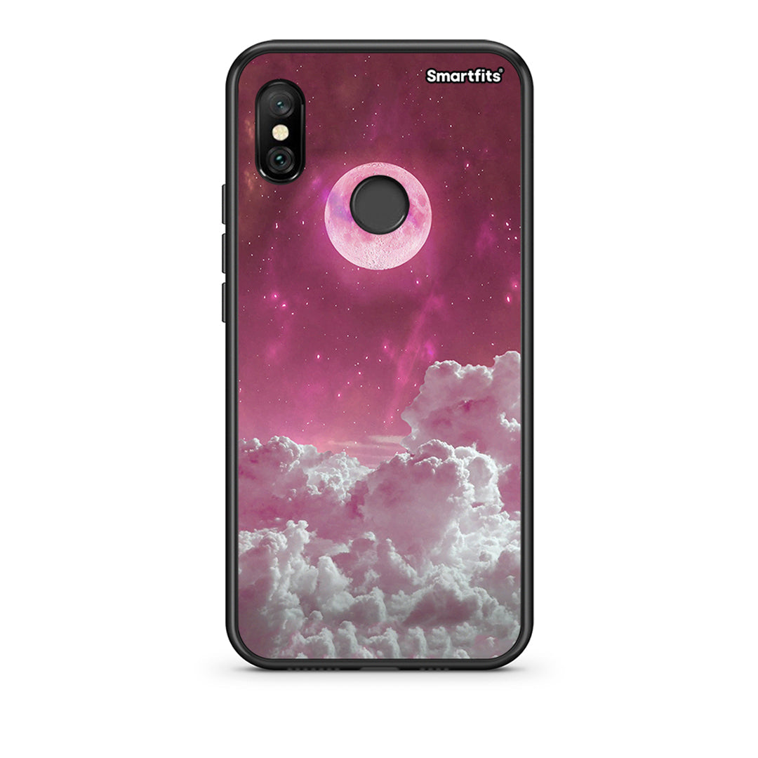 Xiaomi Redmi Note 6 Pro Pink Moon Θήκη από τη Smartfits με σχέδιο στο πίσω μέρος και μαύρο περίβλημα | Smartphone case with colorful back and black bezels by Smartfits