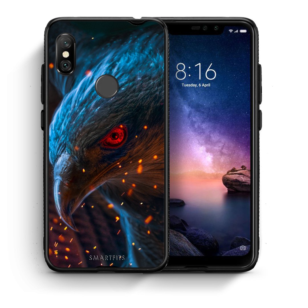 Θήκη Xiaomi Redmi Note 6 Pro Eagle PopArt από τη Smartfits με σχέδιο στο πίσω μέρος και μαύρο περίβλημα | Xiaomi Redmi Note 6 Pro Eagle PopArt case with colorful back and black bezels