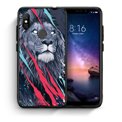 Θήκη Xiaomi Redmi Note 6 Pro Lion Designer PopArt από τη Smartfits με σχέδιο στο πίσω μέρος και μαύρο περίβλημα | Xiaomi Redmi Note 6 Pro Lion Designer PopArt case with colorful back and black bezels