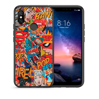Θήκη Xiaomi Redmi Note 6 Pro PopArt OMG από τη Smartfits με σχέδιο στο πίσω μέρος και μαύρο περίβλημα | Xiaomi Redmi Note 6 Pro PopArt OMG case with colorful back and black bezels