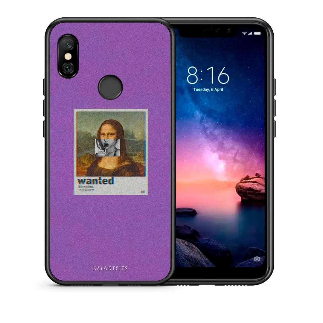 Θήκη Xiaomi Redmi Note 6 Pro Monalisa Popart από τη Smartfits με σχέδιο στο πίσω μέρος και μαύρο περίβλημα | Xiaomi Redmi Note 6 Pro Monalisa Popart case with colorful back and black bezels