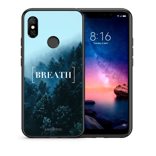 Θήκη Xiaomi Redmi Note 6 Pro Breath Quote από τη Smartfits με σχέδιο στο πίσω μέρος και μαύρο περίβλημα | Xiaomi Redmi Note 6 Pro Breath Quote case with colorful back and black bezels