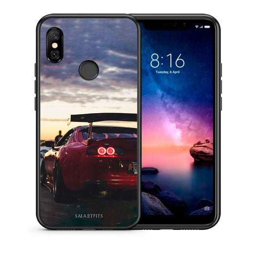 Θήκη Xiaomi Redmi Note 6 Pro Racing Supra από τη Smartfits με σχέδιο στο πίσω μέρος και μαύρο περίβλημα | Xiaomi Redmi Note 6 Pro Racing Supra case with colorful back and black bezels