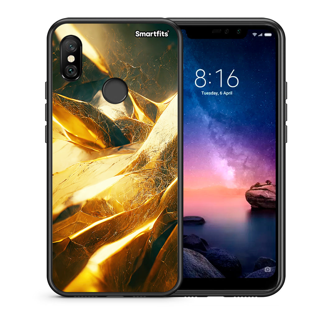 Θήκη Xiaomi Redmi Note 6 Pro Real Gold από τη Smartfits με σχέδιο στο πίσω μέρος και μαύρο περίβλημα | Xiaomi Redmi Note 6 Pro Real Gold case with colorful back and black bezels