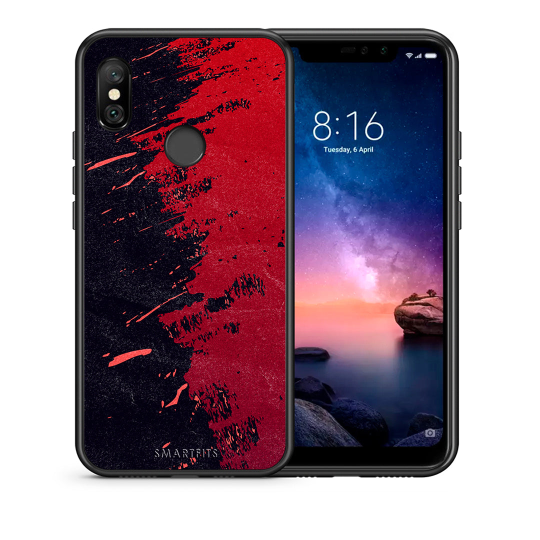 Θήκη Αγίου Βαλεντίνου Xiaomi Redmi Note 6 Pro Red Paint από τη Smartfits με σχέδιο στο πίσω μέρος και μαύρο περίβλημα | Xiaomi Redmi Note 6 Pro Red Paint case with colorful back and black bezels