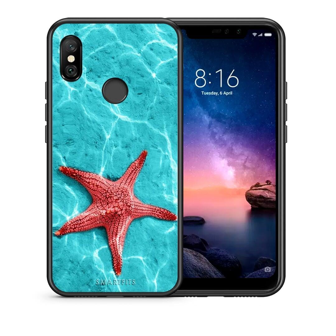 Θήκη Xiaomi Redmi Note 6 Pro Red Starfish από τη Smartfits με σχέδιο στο πίσω μέρος και μαύρο περίβλημα | Xiaomi Redmi Note 6 Pro Red Starfish case with colorful back and black bezels