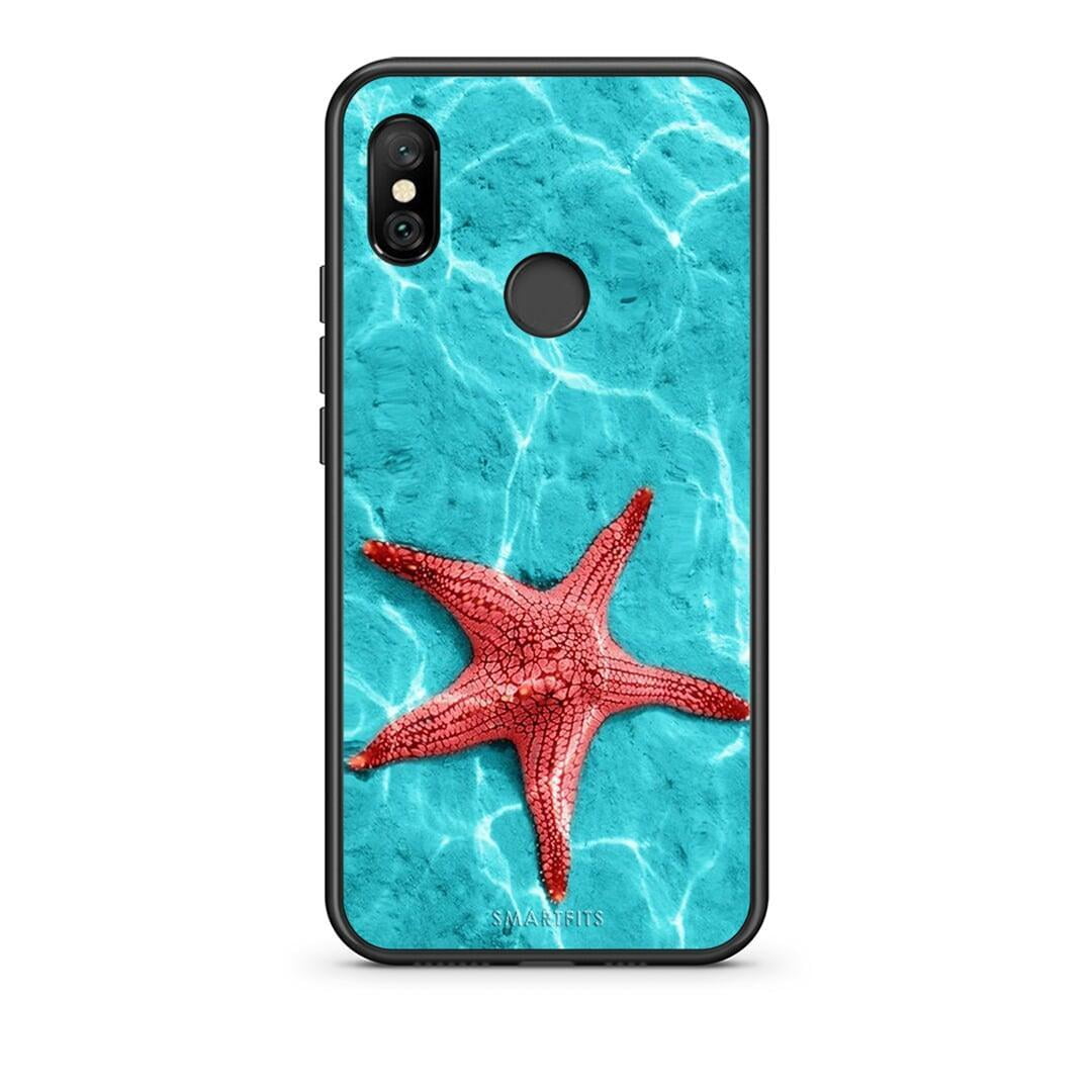 Xiaomi Redmi Note 6 Pro Red Starfish Θήκη από τη Smartfits με σχέδιο στο πίσω μέρος και μαύρο περίβλημα | Smartphone case with colorful back and black bezels by Smartfits