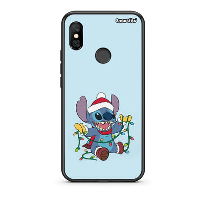 Xiaomi Redmi Note 6 Pro Santa Stich θήκη από τη Smartfits με σχέδιο στο πίσω μέρος και μαύρο περίβλημα | Smartphone case with colorful back and black bezels by Smartfits