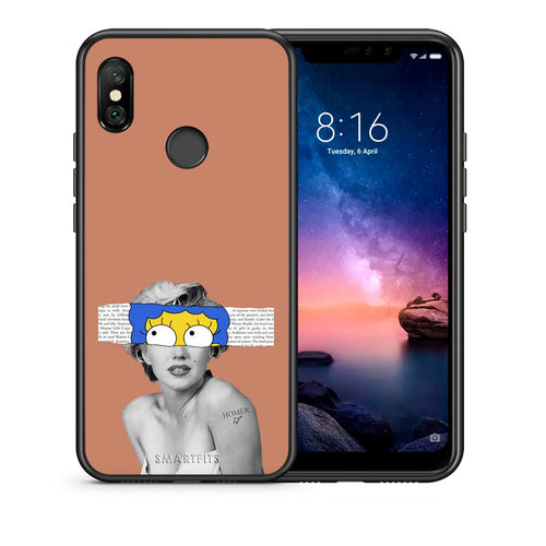 Θήκη Xiaomi Redmi Note 6 Pro Sim Merilyn από τη Smartfits με σχέδιο στο πίσω μέρος και μαύρο περίβλημα | Xiaomi Redmi Note 6 Pro Sim Merilyn case with colorful back and black bezels
