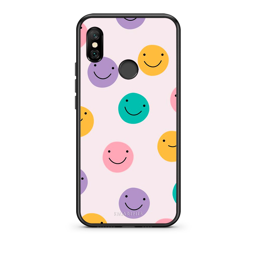 Xiaomi Redmi Note 6 Pro Smiley Faces θήκη από τη Smartfits με σχέδιο στο πίσω μέρος και μαύρο περίβλημα | Smartphone case with colorful back and black bezels by Smartfits
