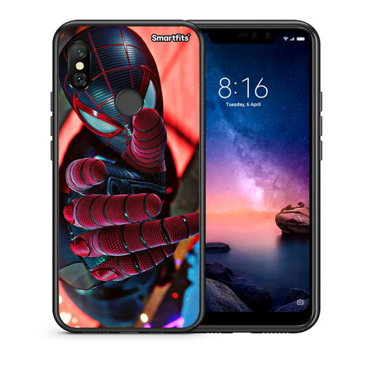 Θήκη Xiaomi Redmi Note 6 Pro Spider Hand από τη Smartfits με σχέδιο στο πίσω μέρος και μαύρο περίβλημα | Xiaomi Redmi Note 6 Pro Spider Hand case with colorful back and black bezels
