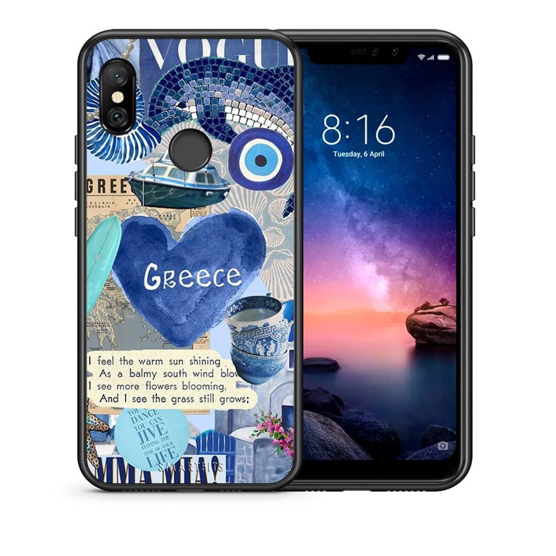 Θήκη Xiaomi Redmi Note 6 Pro Summer In Greece από τη Smartfits με σχέδιο στο πίσω μέρος και μαύρο περίβλημα | Xiaomi Redmi Note 6 Pro Summer In Greece case with colorful back and black bezels