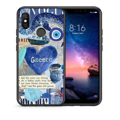 Θήκη Xiaomi Redmi Note 6 Pro Summer In Greece από τη Smartfits με σχέδιο στο πίσω μέρος και μαύρο περίβλημα | Xiaomi Redmi Note 6 Pro Summer In Greece case with colorful back and black bezels