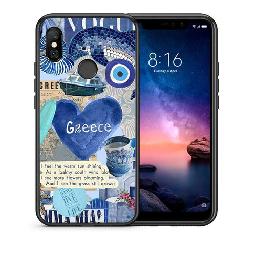 Θήκη Xiaomi Redmi Note 6 Pro Summer In Greece από τη Smartfits με σχέδιο στο πίσω μέρος και μαύρο περίβλημα | Xiaomi Redmi Note 6 Pro Summer In Greece case with colorful back and black bezels