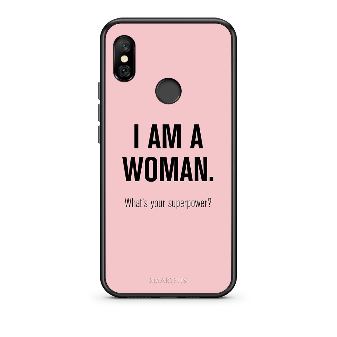 Xiaomi Redmi Note 6 Pro Superpower Woman θήκη από τη Smartfits με σχέδιο στο πίσω μέρος και μαύρο περίβλημα | Smartphone case with colorful back and black bezels by Smartfits