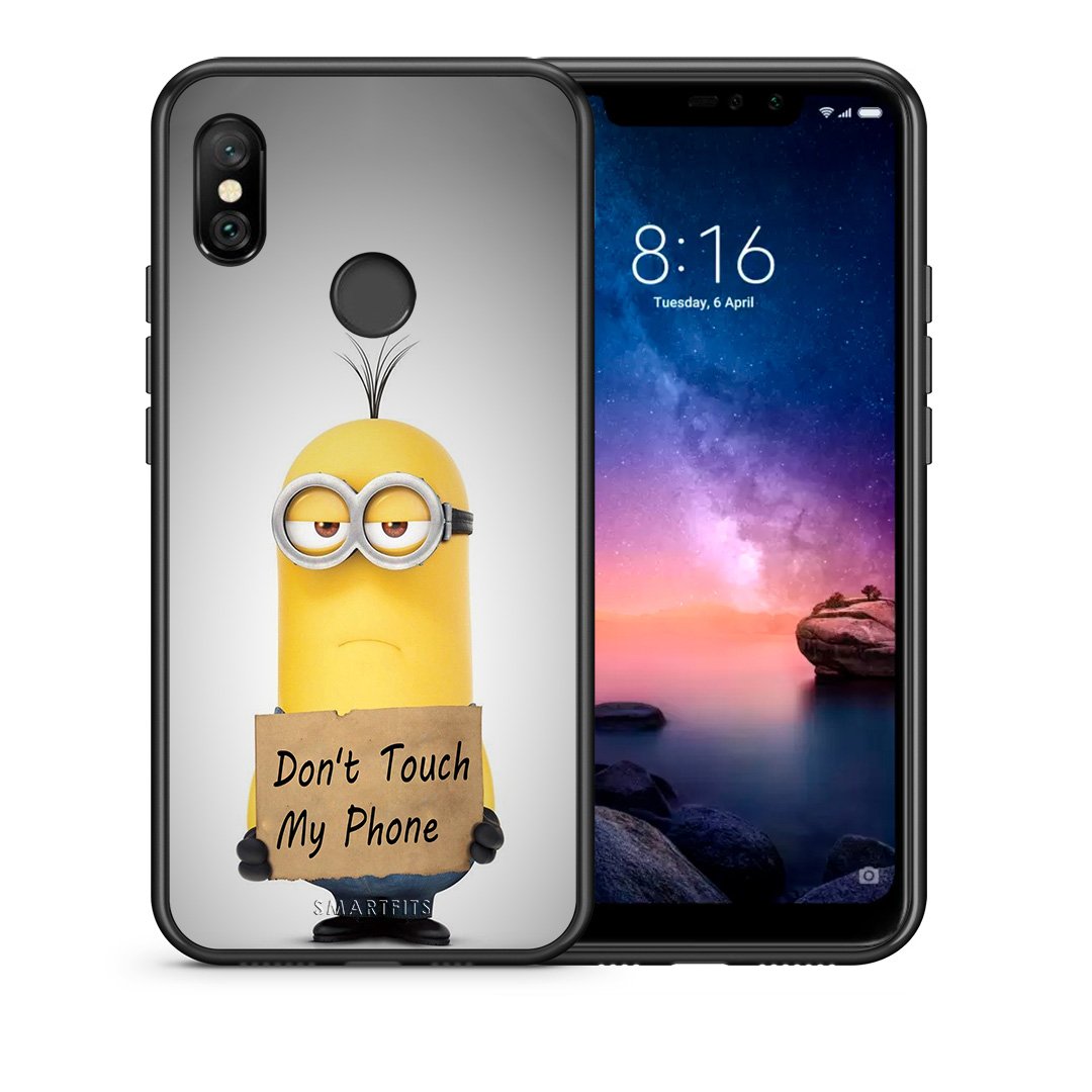 Θήκη Xiaomi Redmi Note 6 Pro Minion Text από τη Smartfits με σχέδιο στο πίσω μέρος και μαύρο περίβλημα | Xiaomi Redmi Note 6 Pro Minion Text case with colorful back and black bezels