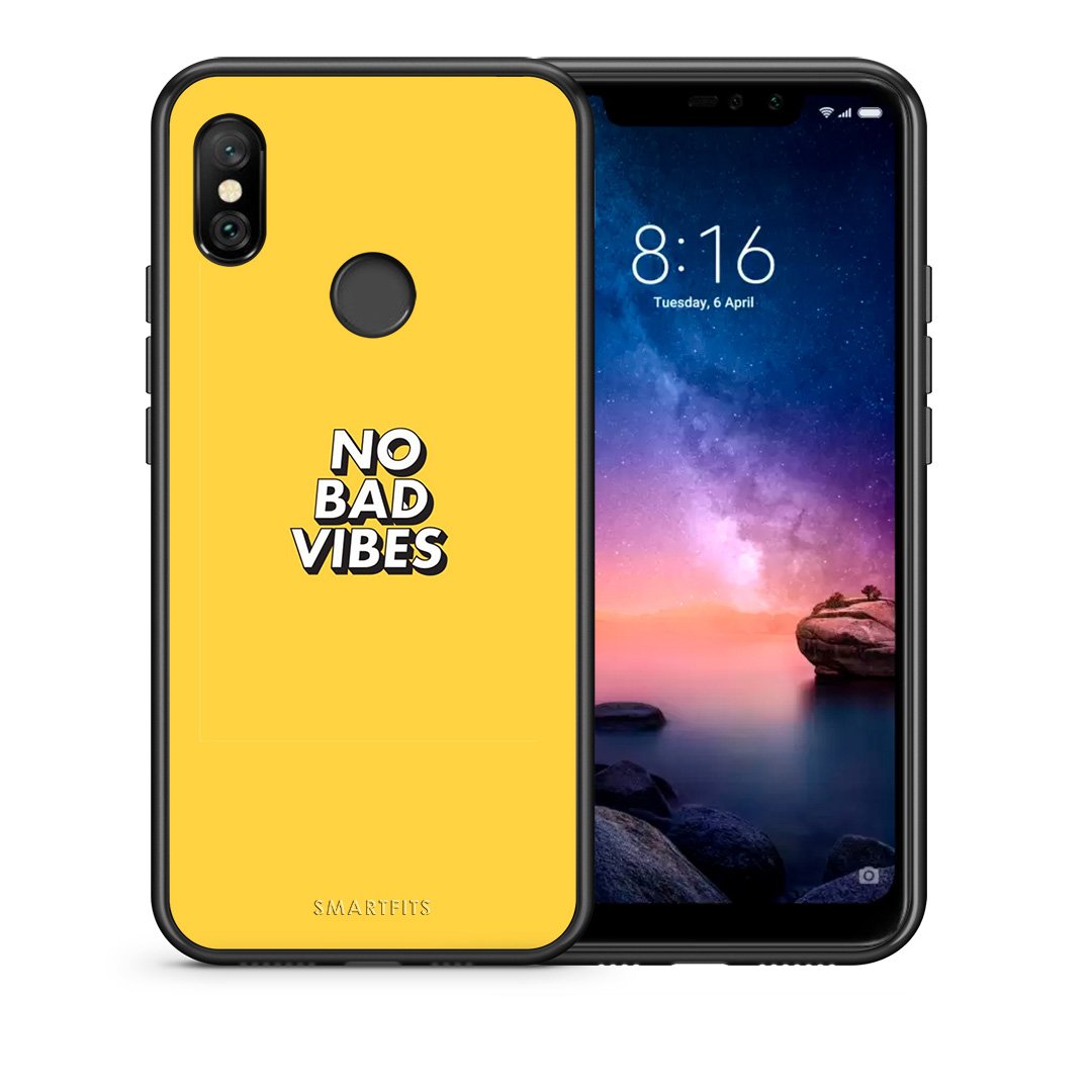 Θήκη Xiaomi Redmi Note 6 Pro Vibes Text από τη Smartfits με σχέδιο στο πίσω μέρος και μαύρο περίβλημα | Xiaomi Redmi Note 6 Pro Vibes Text case with colorful back and black bezels