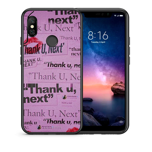 Θήκη Αγίου Βαλεντίνου Xiaomi Redmi Note 6 Pro Thank You Next από τη Smartfits με σχέδιο στο πίσω μέρος και μαύρο περίβλημα | Xiaomi Redmi Note 6 Pro Thank You Next case with colorful back and black bezels
