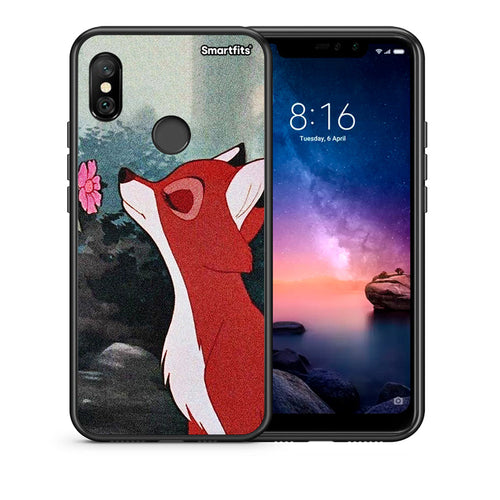 Θήκη Xiaomi Redmi Note 6 Pro Tod And Vixey Love 2 από τη Smartfits με σχέδιο στο πίσω μέρος και μαύρο περίβλημα | Xiaomi Redmi Note 6 Pro Tod And Vixey Love 2 case with colorful back and black bezels