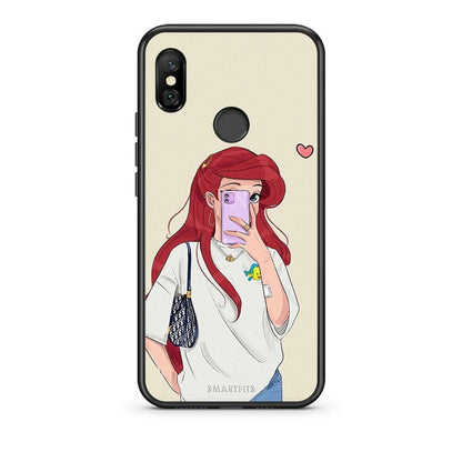 Xiaomi Redmi Note 6 Pro Walking Mermaid Θήκη από τη Smartfits με σχέδιο στο πίσω μέρος και μαύρο περίβλημα | Smartphone case with colorful back and black bezels by Smartfits