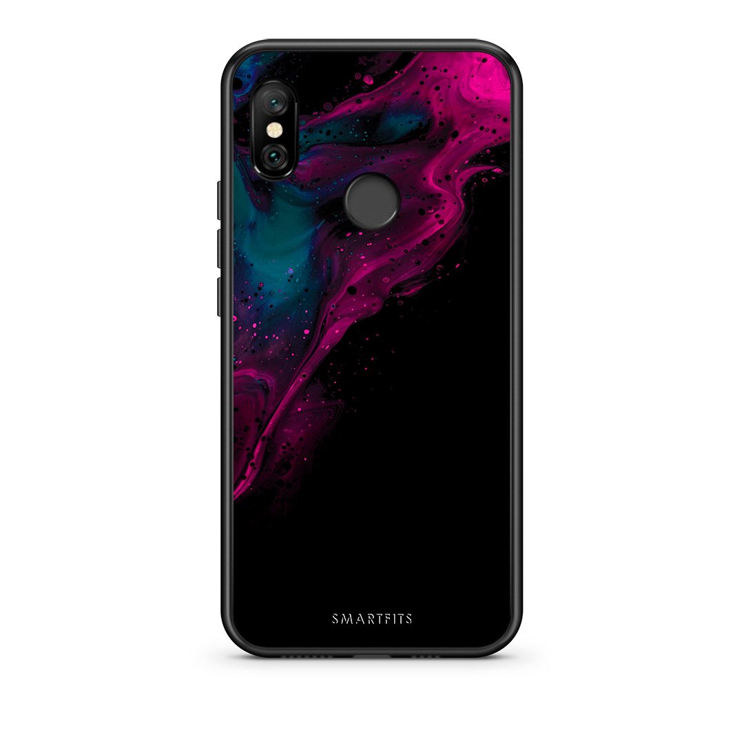 4 - Xiaomi Redmi Note 6 Pro Pink Black Watercolor case, cover, bumper