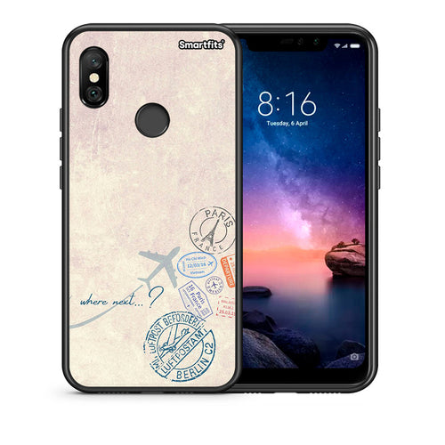 Θήκη Xiaomi Redmi Note 6 Pro Where Next από τη Smartfits με σχέδιο στο πίσω μέρος και μαύρο περίβλημα | Xiaomi Redmi Note 6 Pro Where Next case with colorful back and black bezels