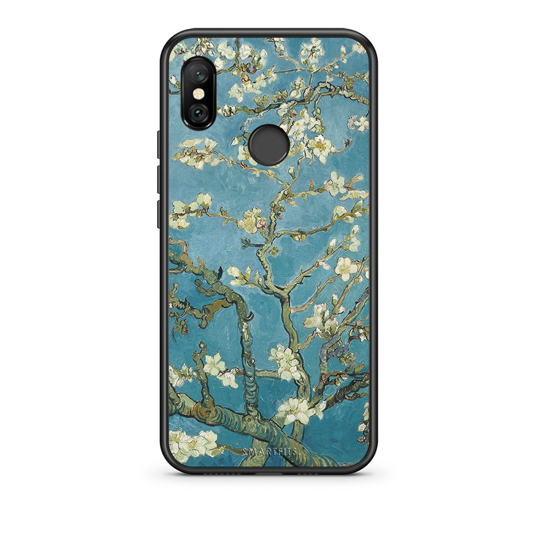 Xiaomi Redmi Note 6 Pro White Blossoms θήκη από τη Smartfits με σχέδιο στο πίσω μέρος και μαύρο περίβλημα | Smartphone case with colorful back and black bezels by Smartfits