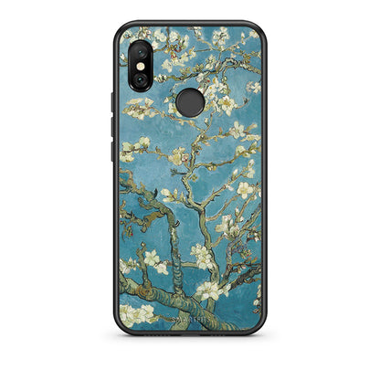 Xiaomi Redmi Note 6 Pro White Blossoms θήκη από τη Smartfits με σχέδιο στο πίσω μέρος και μαύρο περίβλημα | Smartphone case with colorful back and black bezels by Smartfits