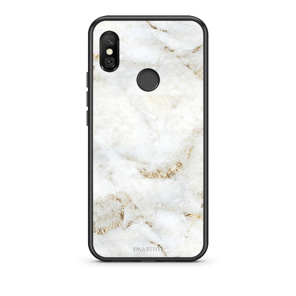 Xiaomi Redmi Note 6 Pro White Gold Marble θήκη από τη Smartfits με σχέδιο στο πίσω μέρος και μαύρο περίβλημα | Smartphone case with colorful back and black bezels by Smartfits