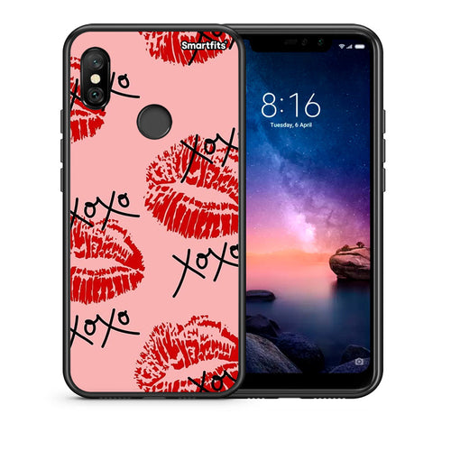 Θήκη Xiaomi Redmi Note 6 Pro XOXO Lips από τη Smartfits με σχέδιο στο πίσω μέρος και μαύρο περίβλημα | Xiaomi Redmi Note 6 Pro XOXO Lips case with colorful back and black bezels